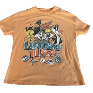 Looney Tunes Graphic T-Shirt unisex XL Orange Bugs Bunny Lola Tweety Daffy Duck